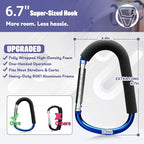 sprookber 6.7 Inch Large Stroller Hooks for Diaper Bags & Purses, Heavy Duty Mommy Hooks for Shopping, Grocery, Backpack – Baby Stroller Accessories, Set of 2 (Bule)
