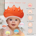 Baby Shower Cap Shield, Baby bath set shower cap, Visor Hat for Eye and Ear Protection for 0-9 Years Old Children,Cute Crown Shape Makes the Baby Bath More Fun (Red)