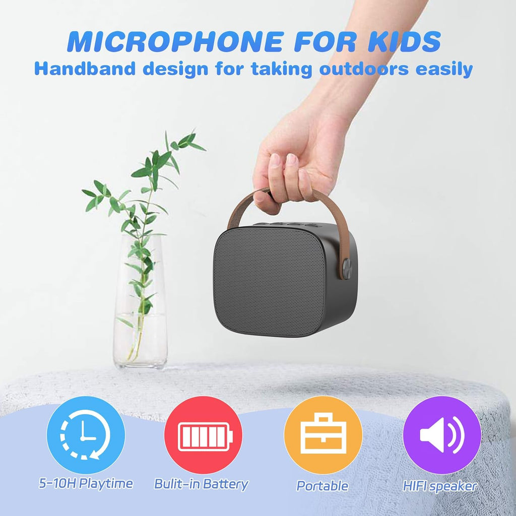 Mini Karaoke Machine,Funny Toys Christmas Birthday Gifts for Kids Age 4-12 Girls,Boys,Adults, Karaoke Microphone Toys for 4,5,6,7,8,9,10,11,12+ Year Old Girls Boys (Black 2 mics)