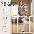 Cumbor 36" Extra Tall Baby Gate for Stairs, 29.7-48" Wide Dog Gates for Doorways, Auto Close Safety Gate for Babies and Pets, Easy Install, Pressure Mounted, Fits Doorways, Stairs, Entryways, White