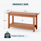 35" Shower Bench, Waterproof Poly Lumber Shower Stool for Shaving Legs, Shower Chair Seat Holds up to 400lbs, Bathroom Bench for Inside Shower, Non-Slip (Brown)