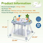 Time Followers® 6-in-1 Baby Activity Center | Jumpers and Bouncers | 4 Stage Grow Stationary Standing Toddler Play Table | Shower Gift | Infant Essential for Baby Ages 6-36Month (Beige)