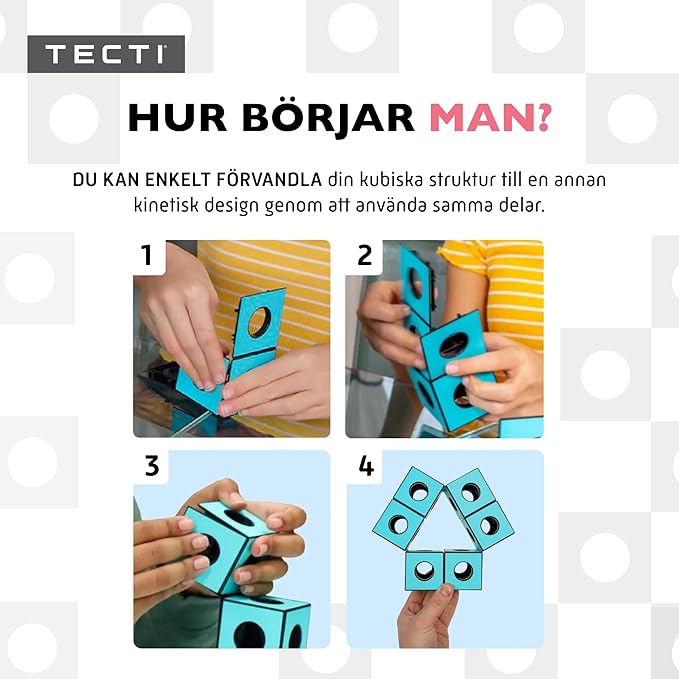 TECTI Kinetic Building System - Cubes with Seismic Moves - Consists of 3-Dimensional Interconnected Cubes - Build Over 50 Dynamic Structures - by Fun in Motion Toys