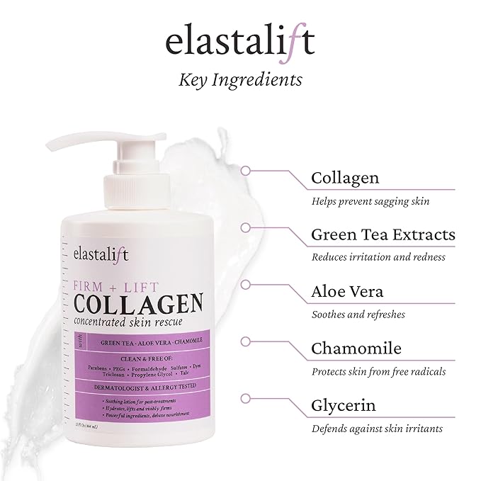 Elastalift Collagen Body Cream + Hyaluronic Acid Lotion Skin Care Set, Anti Aging Face & Body Moisturizer Dry Skin Rescue Creams For Wrinkle Control, Lifting, Firming, & Tightening Skin, 2-Pack