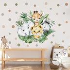 37.95x33.13 Inch Watercolor Jungle Animal Wall Decal Forest Animal Tiger Elephant Giraffe Zebra Wall Sticker Removable Safari Animal Wall Decal for Baby Nursery Playroom Bedroom Classroom Wall Decor