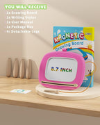 Magnetic Drawing Board, Doodle Board for Toddlers Toys Age 1-2, Magnetic Writing Board, Preschool Learning and Educational Toys for 1 2 3 Years Old Girl Boy Gift for Birthday, Christmas(Rose Red)