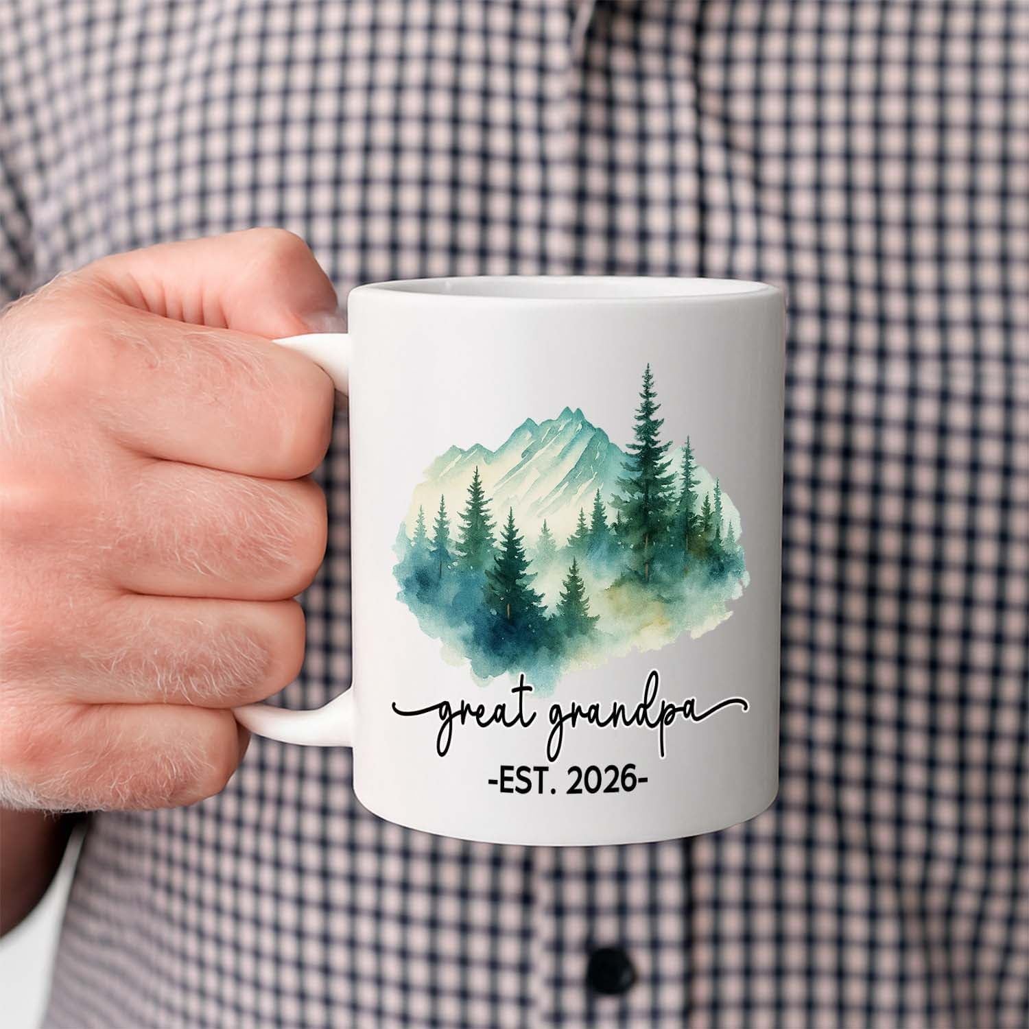 Promoted To Be Great Grandpa Coffee Mug 11Oz 15Oz, Personalized New Great Grandpa EST. 2026 Accent Ceramic Cup Gift For Pregnancy Reveal, Customized Nickname & Year Great-Grandfather White Coffee Cup