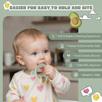 Baby Fruit Food Feeder & Breastmilk Popsicle Molds for Teething Relief, Baby Feeding Sets, 1 Freezer Tray with Lid & 1 Teether Toy & 1 Silicone Teething Pacifier Feeder, Extra Food Pouches (Green)