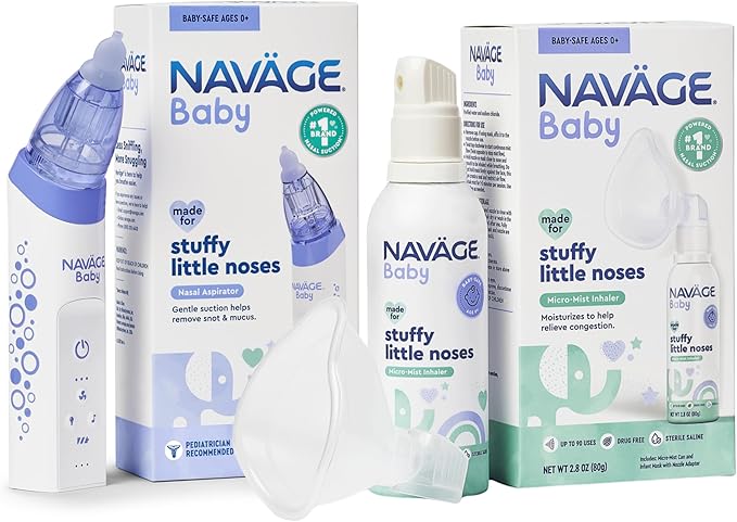 Naväge Baby Bundle: Baby Nasal Aspirator + Micro-Mist Inhaler - Gentle, Pediatrician Endorsed for Baby Congestion & Stuffy Noses