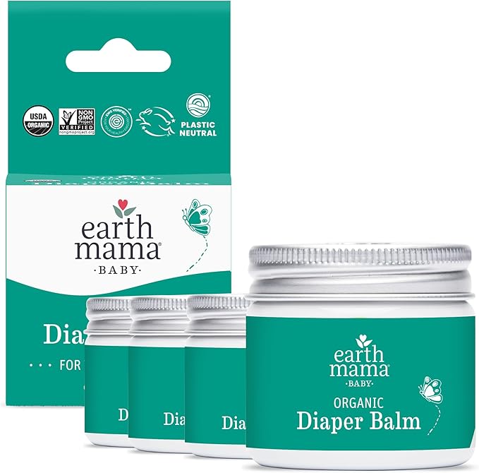 Earth Mama Organic Diaper Balm 2-Ounce | Diaper Cream for Baby | EWG Verified, Petroleum & Artificial Fragrance-Free with Calendula for Sensitive Skin (4-Pack)