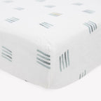 Little Unicorn Premium Crib Sheet | Breathable & Super-Soft Muslin Fabric (Blue Stacks)