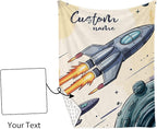Personalized Baby Crib Bedding Set – Rocket Launch Theme Nursery Bedding Sets 3 Piece with Custom Name Blanket, Fitted Crib Sheet & Changing Pad Cover – Ideal Newborn Gift for Boys