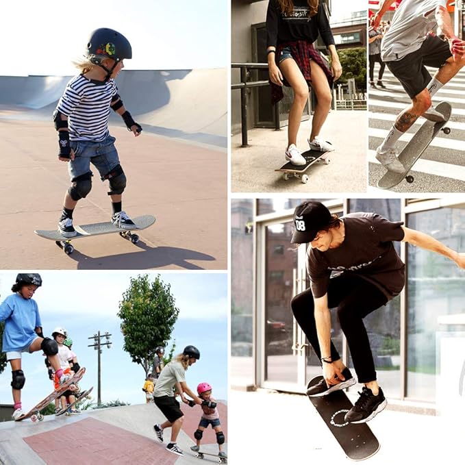 Easy_Way Complete Skateboards- Standard Skateboards for Beginners Kids Boys Girls Teenager- 31''x 8''Canadian Maple Cruiser Pro Skate Board, Skateboards