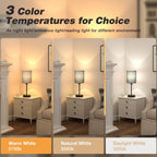 Dicoool Black Bedroom Lamp 3 Color Temperatures - Small Bedside Lamps with USB C and A Ports, Pull Chain Table Lamps with AC Outlet, Black Nightstand Light for Kids Sleeping