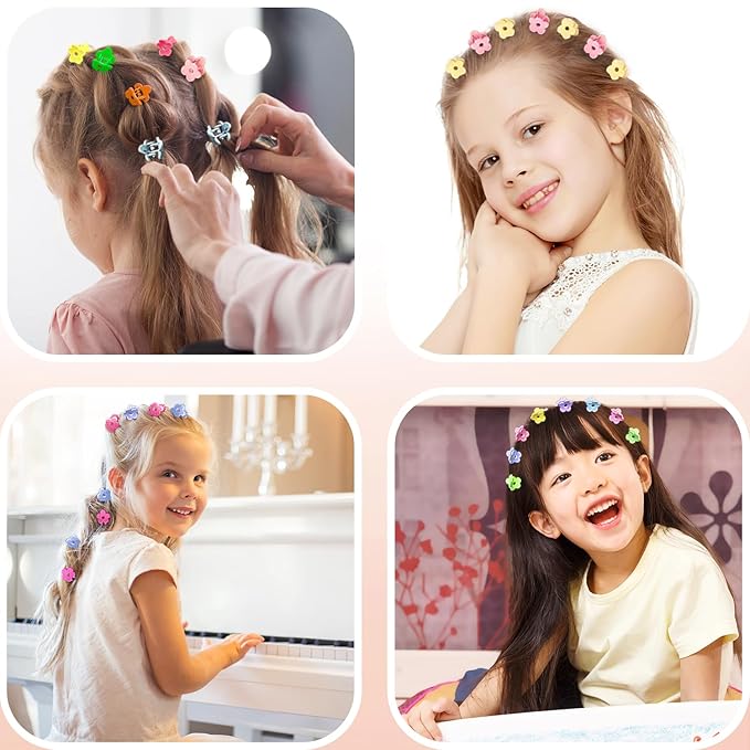 Small Flower Hair Clips 100PCS, Mini Hair Clips Baby Claw Clips Cute Jaw Clips Hair Pins Hair Barrettes Toddler Hair Accessories for Women Girls Kids Teens, Colorful