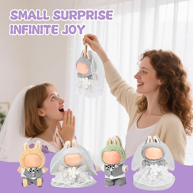 17cm Doll Clothes & Accessories Set，Luxe Bride Outfits, Handmade Veil & Simulated Pearl Necklace - for Ceremonies, Displays, Collectors & Gifts/Doll Wedding Dress/Sweet Meadow