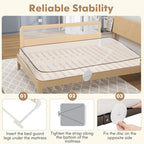 BABY JOY Bed Rails for Toddlers, 71'' Extra Long, Upgraded Swing Down Bed Guard w/Safety Strap, Folding Baby Bedrail for Kids Twin, Double, Full Size Queen & King Mattress (71-Inch, Beige)