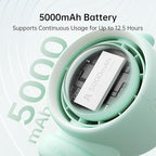 JISULIFE Stroller Fan Baby Large, Safe Bladeless for Crib, Desk, Portable Battery Rechargeable Cooling Fan with Air Turbo Tech, LED Display, Night Light, Food-Grade Gift for Mom/Dad/Friend - Green