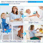 Toddler Booster Seat for Dining Table Cartoon Stronger Support Baby Kids Booster Seat for Dining Table Washable 2 Safer Straps Non-Slip Bottom Portable Increasing Cushion for Travel Home