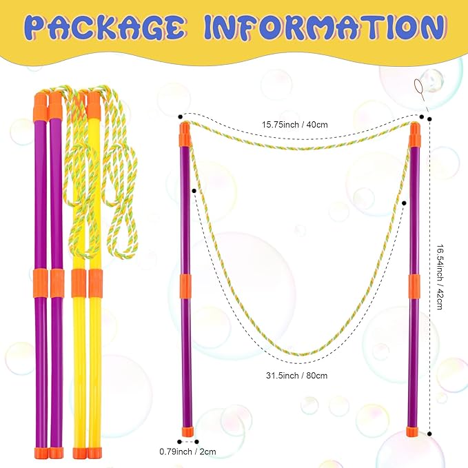 Lenwen 16 Pcs Giant Bubble Wands Kit Big Maker Toy Large Gigantic Bubble Wands with Refill and Tray for Summer School Birthday Outdoor Playtime Fun Activity Party Favors(Classic)