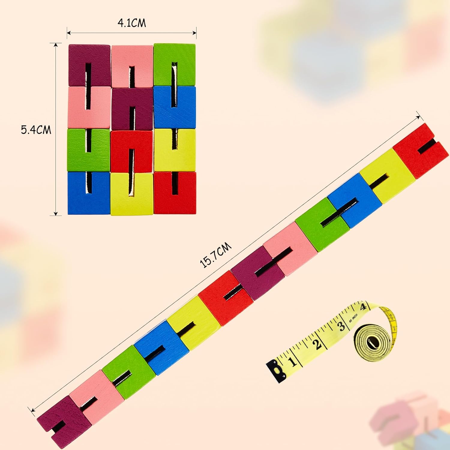 Wooden Toy Twist Block Cubes Puzzle Sensory Toys for Teens Party Favors for Boys and Girls (12 Pieces)