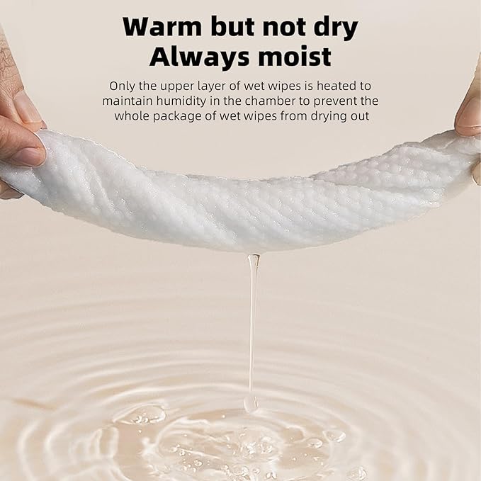 Wipe Warmer and Baby Wet Wipes Dispenser | Wipes Warmer for Newborn Baby Fast Top Heat | USB Travel & Portable Wipe Warmer with Light, Spring, Safety Lock | Wet Wipes Warmer for Bathroom 3 Temperature