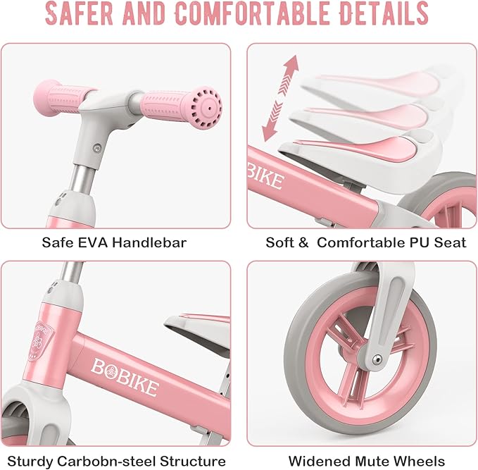 Toddler Balance Bike Toys for 1 to 4 Year Old Girls Boys Adjustable Seat and Handlebar No-Pedal Training Bike Best Gifts for Kids