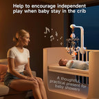 TUMAMA Baby Crib Mobile, High Contrast Baby Crib Toy with Projection Night Light, Music and White Noise, Soft Plush Animal Black and White Hanging Toy for Infant 0 3 6 9 Months Newborn Gift