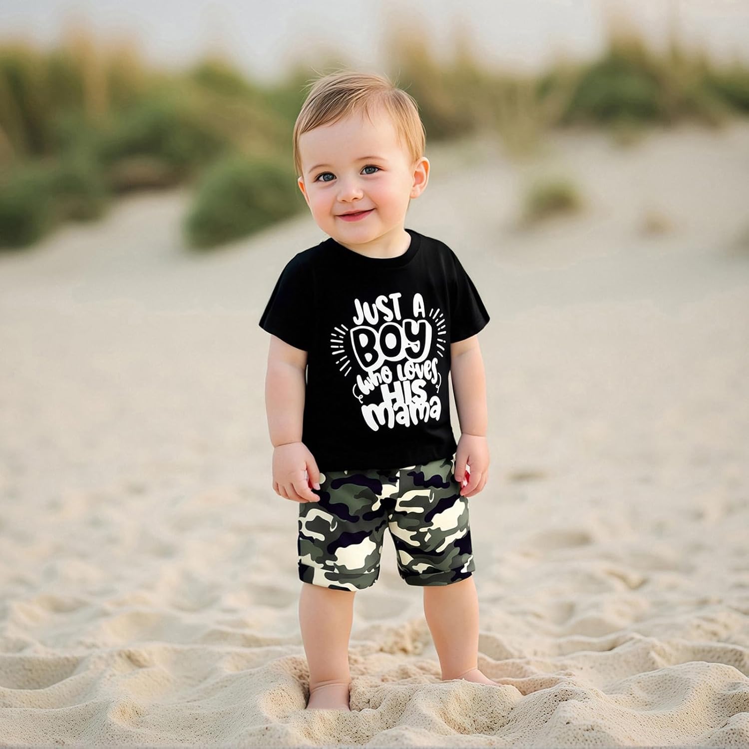 wdehow Toddler Kids Baby Boy Summer Clothes Sets 1T 2T 3T 4T 5T Letter Print Short Sleeve Tops Camouflage Shorts Outfits