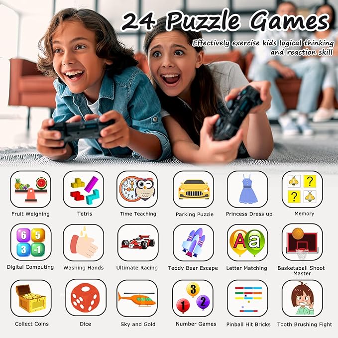 Smart Watch for Kids with 24 Games, HD Touch Screen, Video Camera, Music Player, Pedometer, Flashlight, Alarm Clock - 12/24 hr Kids Watches for Boys & Girls Aged 5-12