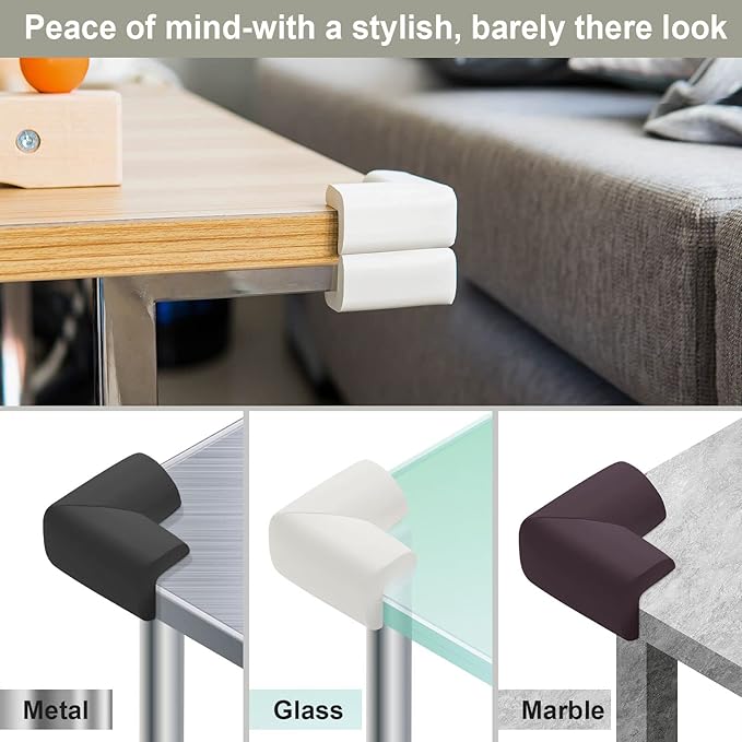 8 Pack Soft Sponge Table Corners, Corner Protector Baby, Baby Proofing Corner Guards, Pre-Taped Furniture Corner Protectors, Child Safety Furniture Bumper, Corner Protectors for furniturey, Black