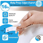 15ft Transparent Soft Edge Guard & Self-Stick Corner Protectors for Child Proofing Furniture, Glass Tables and Desk Edges - Clear Protection Solution for Baby Safety