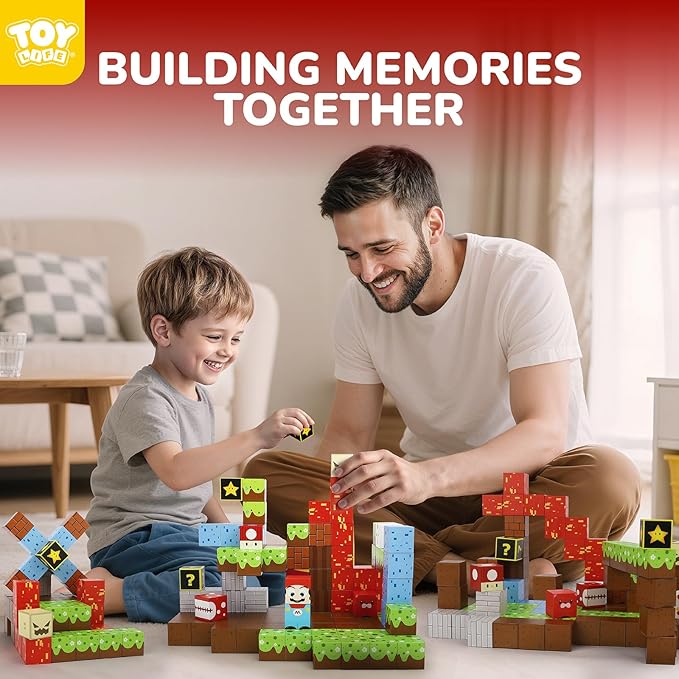 TOY Life Magnetic Blocks - 100PCS Magnetic Building Blocks Set for Kids Age 3-12 Year Old Boys Girls, 1" Mine World Magnet Building Cubes Sets for Toddlers