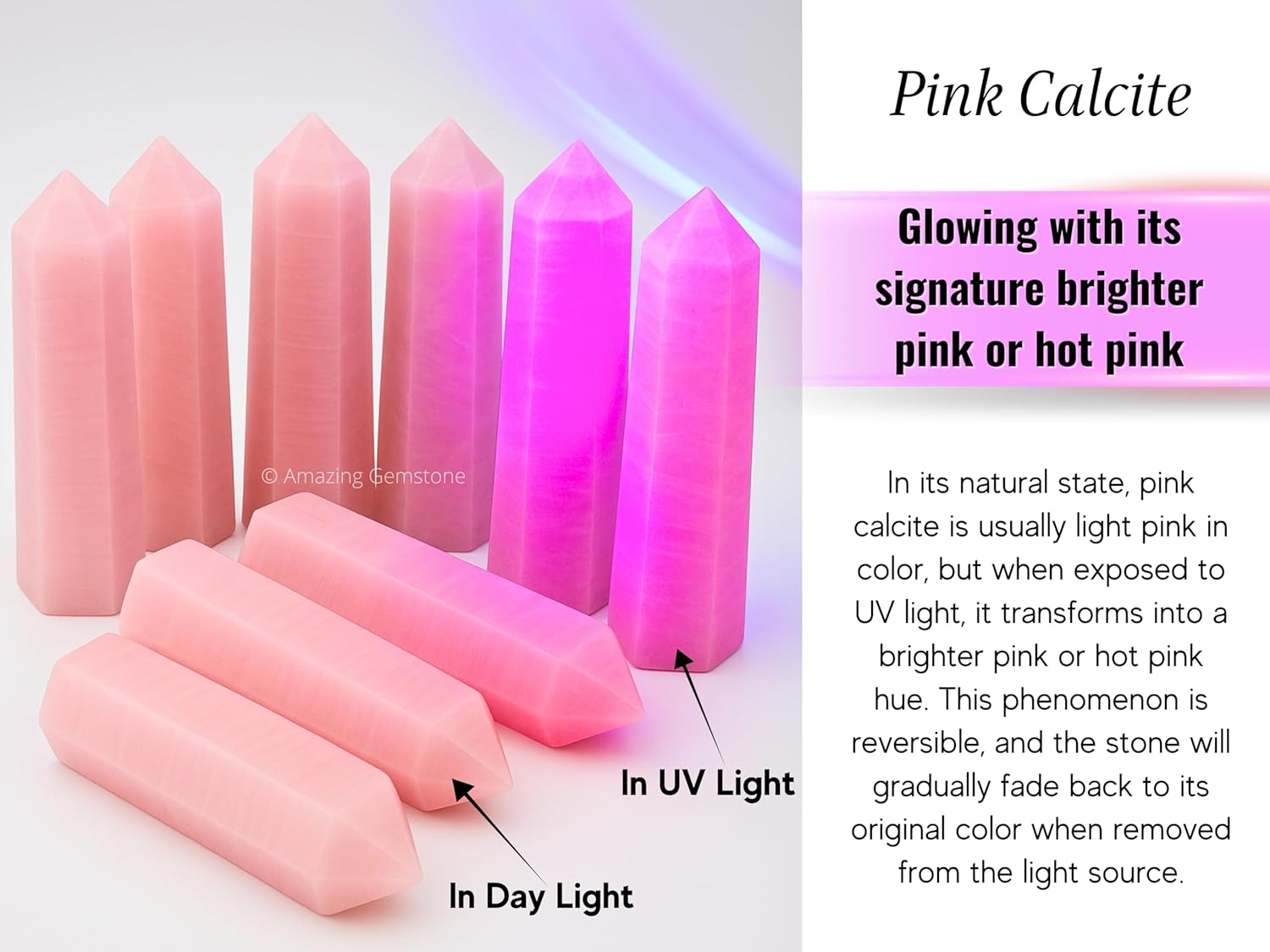 Amazing Gemstone Pink Calcite Crystal Towers ~ Natural Healing Crystal Point Obelisk for Reiki Healing and Crystal Grid (3 to 4 INCH)