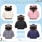 Infant Baby Winter Coat Bear Hooded Jacket Warm Fleece Snowsuit Windproof Outerwear for Toddler Boy Girl 9M-4T