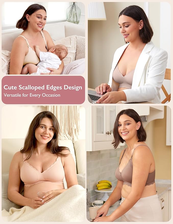 Momcozy Nursing Bras for Breastfeeding, Seamless Pregnancy Maternity Bra Wireless Classic Jelly Strip Support Nursing Bra