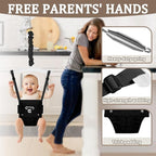 2 in 1 Toddler Swing & Baby Jumper, Foldable Baby Jumper with Soft Cushion, Foldable Indoor & Outdoor Use, Easy to Install & Store Swing Sets for Backyard Play (Black)