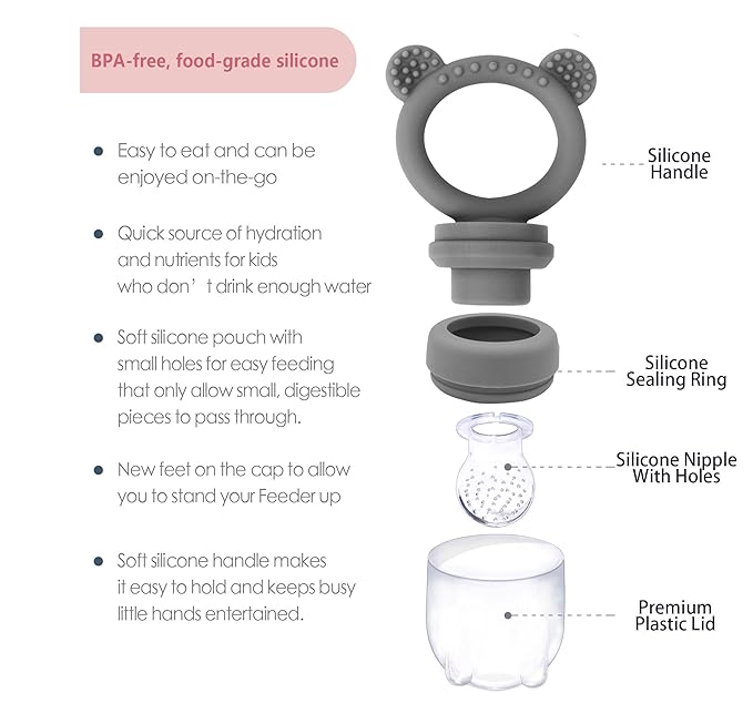 Silicone Baby Food Freezer Tray with Teething Popsicle Molds - Baby Fruit Feeder and Breastmilk Teether Combo