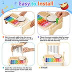 Kids Drum Set,Baby Musical Instrument for Toddler,Wooden Xylophone for Toddlers with Baby Drum Set and Wind Chime,Montessori Musical Instruments Toys for Kids,Musical Toys for Toddlers Birthday Gift