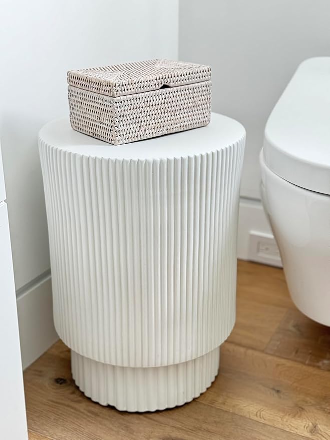 La Jolla Rattan Storage Box for Wet Wipes, Jewelery and More (White-Wash)