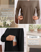 3 Pack Women's Oversize Nursing Shirts for Breastfeeding with Hidden Zippers Loose Fit Long Sleeve Maternity Tops