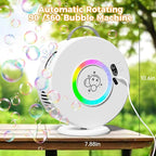 Bubble Machine Automatic LED Lights Bubble Blower for Kids Rechargeable Portable Bubble Maker Auto Rotating 90°/360° Outdoor Birthday Party Wedding (Led White)