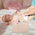 COMSE Baby Diaper Caddy Organizer, Car Caddy, Diaper Change Organizer, Gift Baskets Empty, Portable Tote Bag with Divider, Baby Shower Gifts Newborn Essentials Registry Must Have, Beige
