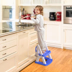 SKYROKU Potty Training Toilet, New Sector-Shape Stabilized Base two in one Toddler Toilet Seat with Splash Guard, Anti Slip Pad, and Step Stool Dark Blue