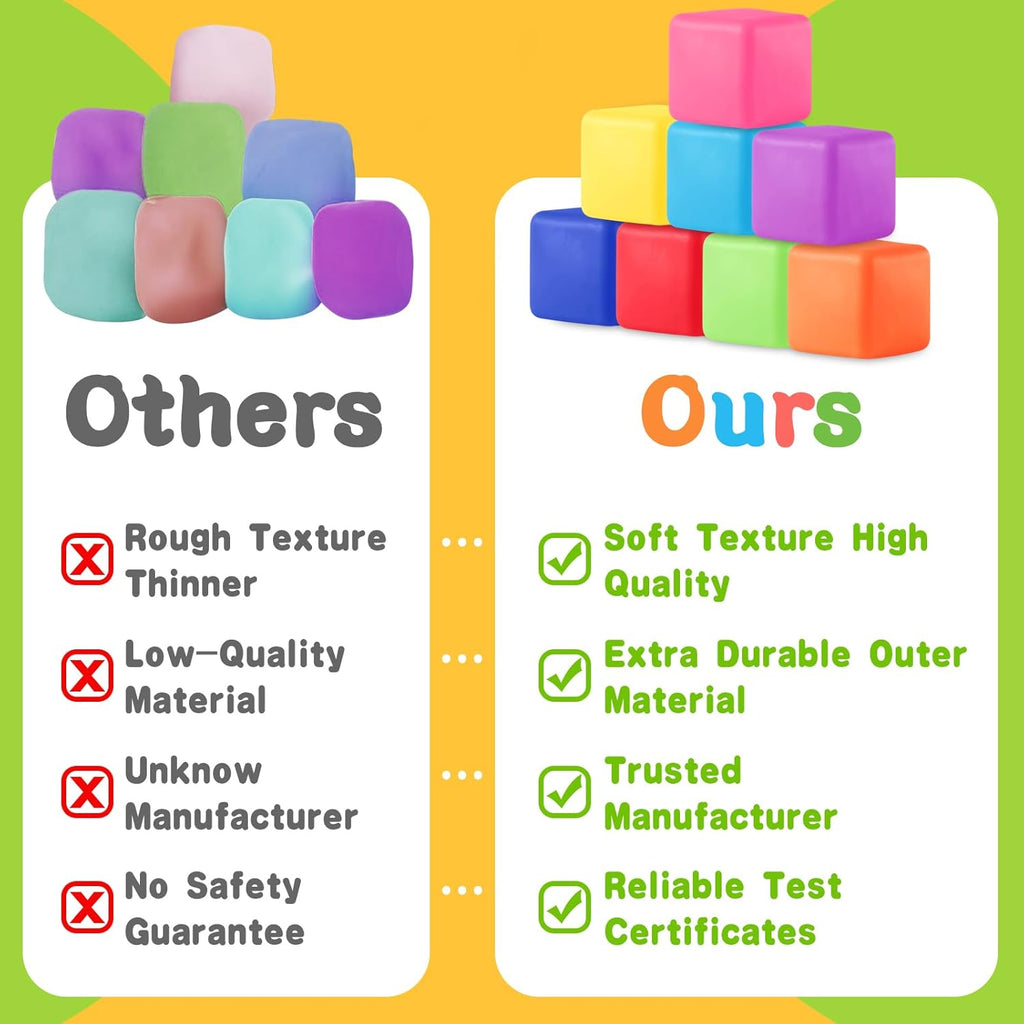 Fidget Toys Stress Cube, 24Pcs Stress Balls Bulk for Kids and Adult, Slow Rising Stress Ice Cube Stress Balls, Dough Stress Balls Soft Fidget Squishy Toys for Anxiety Relief, Square Ball (24PACK)