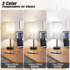 Grey Bedside Lamps for Bedroom Set of 2 - Nightstand Table Lamp with USB A + C Charging Port, 3 Color Temperatures Pull Chain Night Stand Light, Side Table Desk Reading Lamp for Living Room/Dorm Room