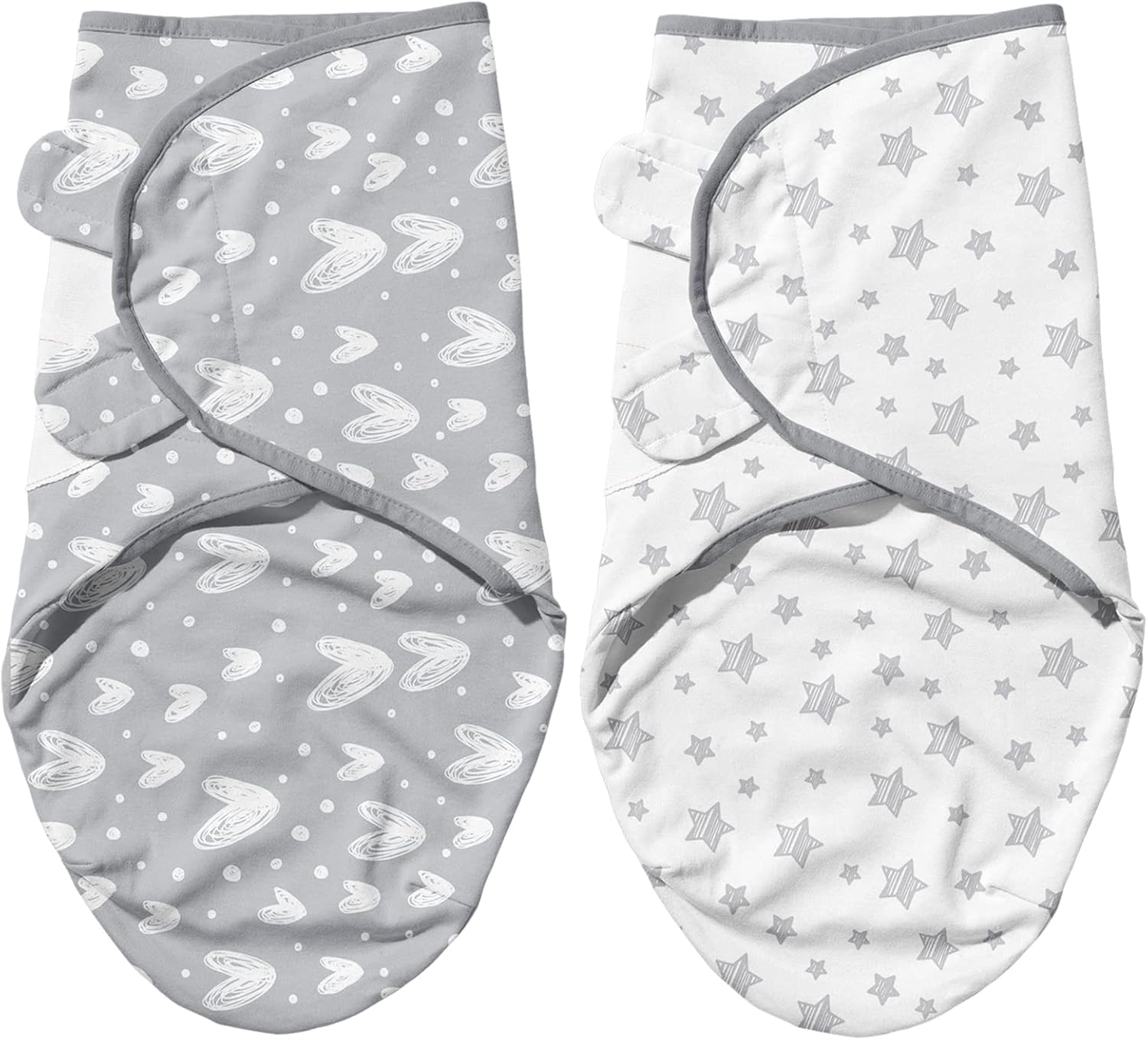 Biloban Baby Swaddle for Boys Girls, 3-6 Months, Cotton Blanket, Newborn Essentials, Lovely Grey Print, 2 Pack