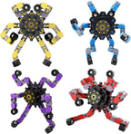 4Pcs Transformable Fidget Spinners for Kids&Adults, Deformable Chain DIY Robot Spinners Fingertip Stress Relief Sensory Fidget Toys for Kids, Fingertip Gyros Toy for ADHD Autism Gifts for Kids