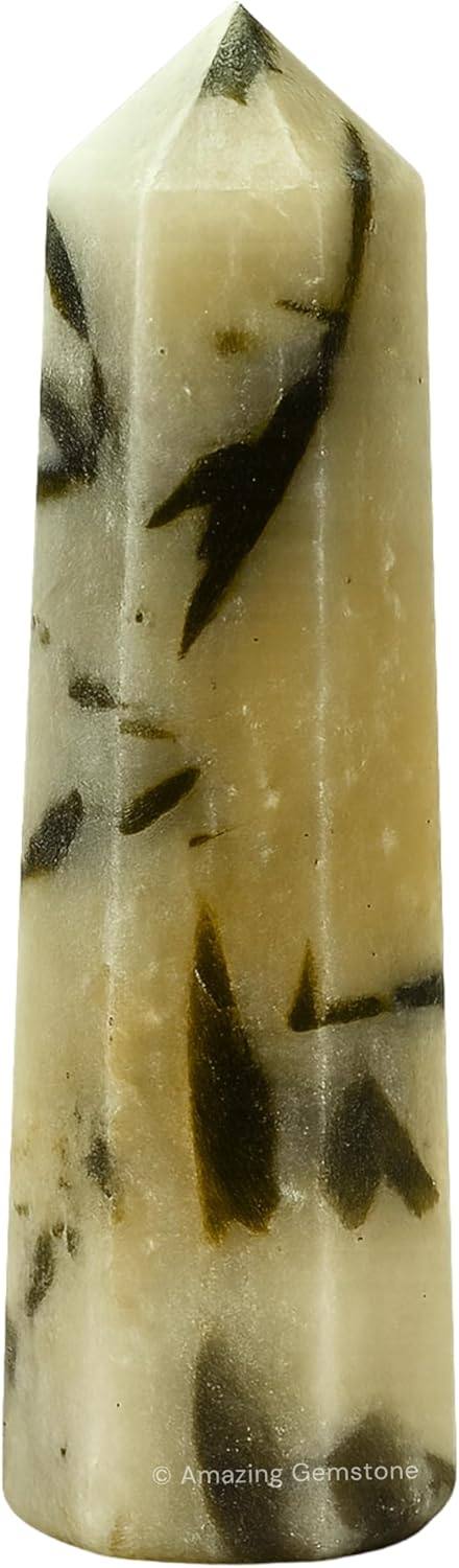 Amazing Gemstone Green Tourmaline in Quartz Crystal Towers - Natural Healing Crystal Point Obelisk for Reiki Healing and Crystal Grid (3 Inch)