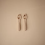 mushie Silicone First Feeding Baby Spoons | 2 Pack (Natural/Shifting Sand)